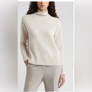 Nordstrom Oversize Cashmere Turtleneck Sweater in Ivory Sand Size XS